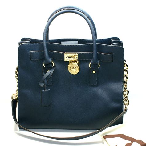 michael kors navy leather large east west hamilton tote bag|Michael Kors nouveau Hamilton bag.